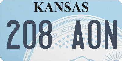 KS license plate 208AON