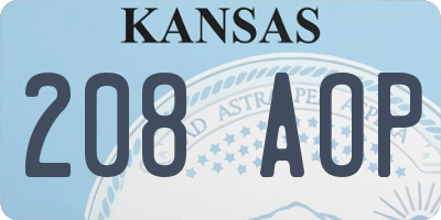KS license plate 208AOP