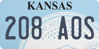 KS license plate 208AOS
