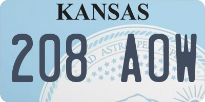 KS license plate 208AOW