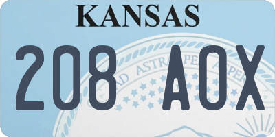 KS license plate 208AOX
