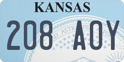 KS license plate 208AOY