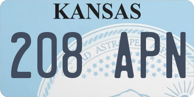 KS license plate 208APN