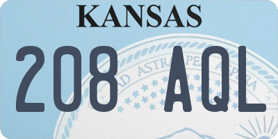 KS license plate 208AQL