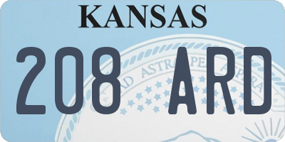 KS license plate 208ARD