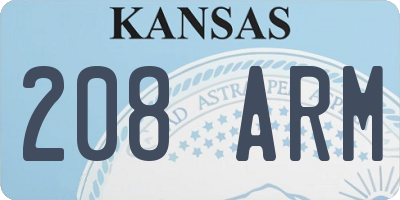 KS license plate 208ARM