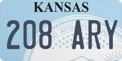 KS license plate 208ARY