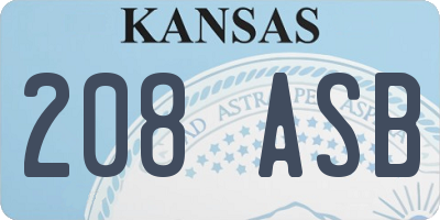 KS license plate 208ASB