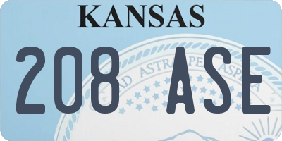 KS license plate 208ASE