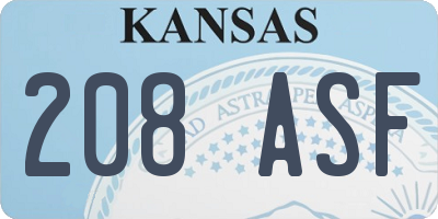 KS license plate 208ASF
