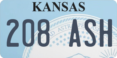 KS license plate 208ASH