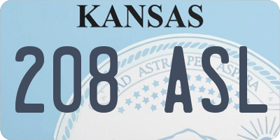 KS license plate 208ASL