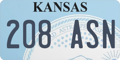 KS license plate 208ASN