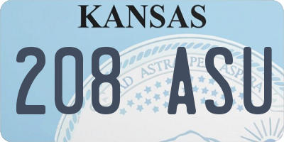 KS license plate 208ASU