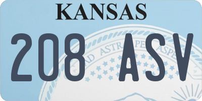 KS license plate 208ASV