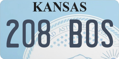KS license plate 208BOS