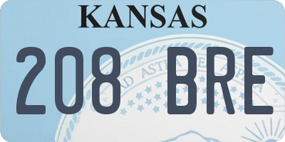KS license plate 208BRE