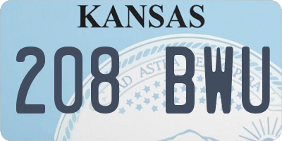 KS license plate 208BWU