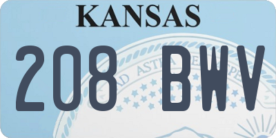 KS license plate 208BWV