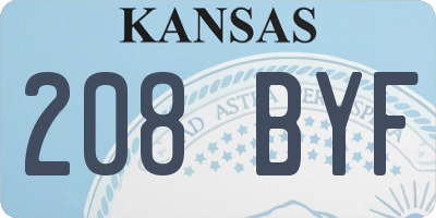 KS license plate 208BYF
