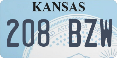 KS license plate 208BZW
