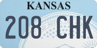 KS license plate 208CHK