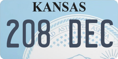 KS license plate 208DEC