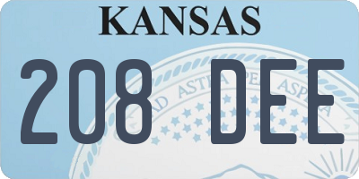KS license plate 208DEE