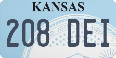 KS license plate 208DEI