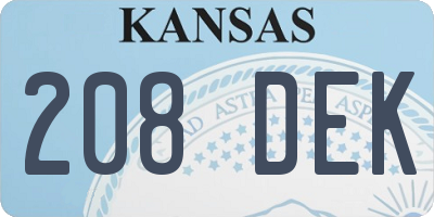 KS license plate 208DEK