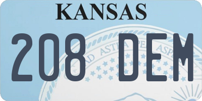 KS license plate 208DEM