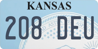KS license plate 208DEU