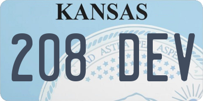 KS license plate 208DEV