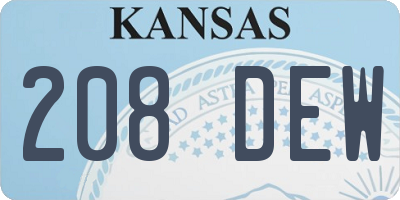 KS license plate 208DEW