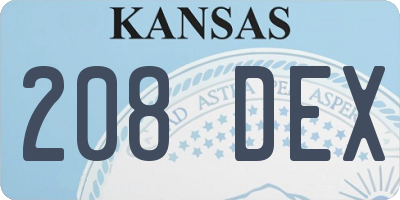 KS license plate 208DEX