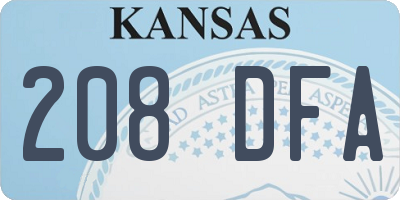 KS license plate 208DFA