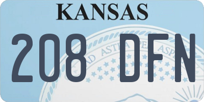 KS license plate 208DFN
