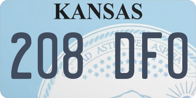 KS license plate 208DFO
