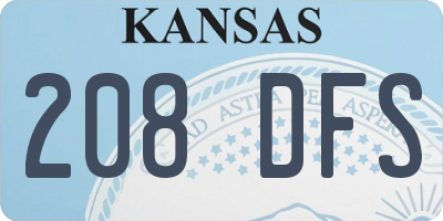 KS license plate 208DFS