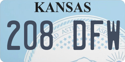KS license plate 208DFW