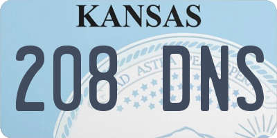 KS license plate 208DNS