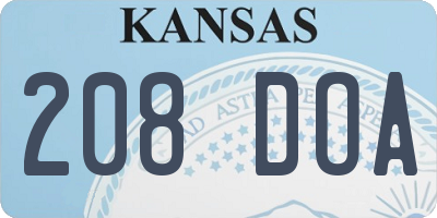 KS license plate 208DOA