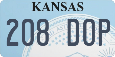 KS license plate 208DOP