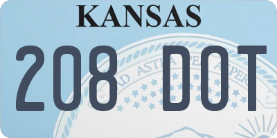 KS license plate 208DOT