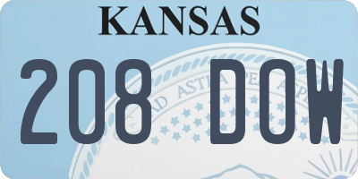 KS license plate 208DOW