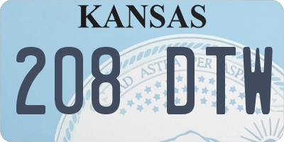 KS license plate 208DTW