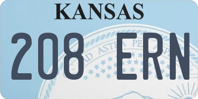 KS license plate 208ERN