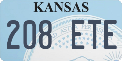 KS license plate 208ETE