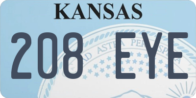 KS license plate 208EYE