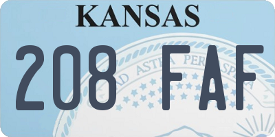KS license plate 208FAF